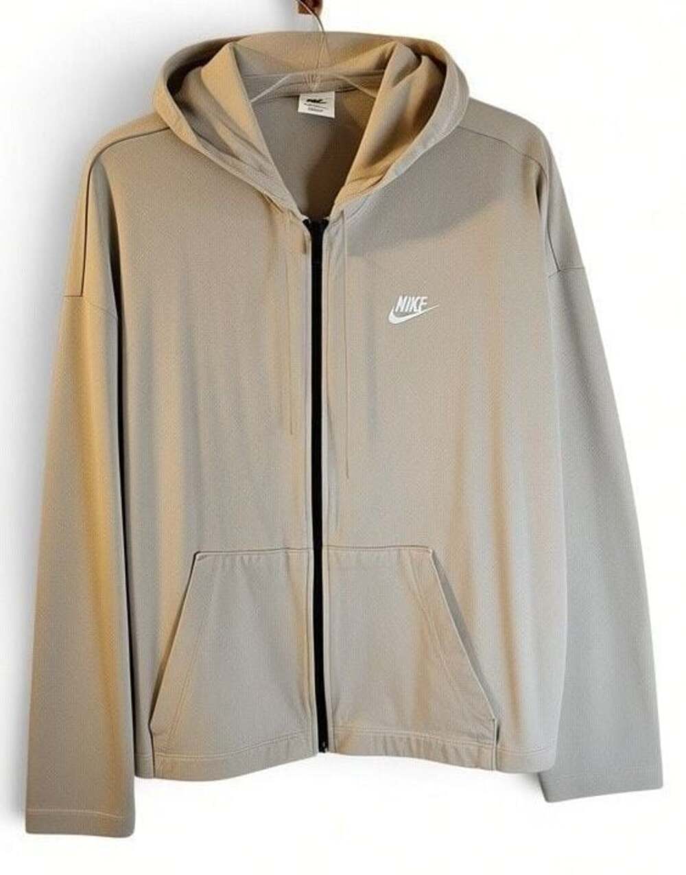 Nike Full-Zip Hoodie Tan Cropped Boxy Wide Sleeve Size XL